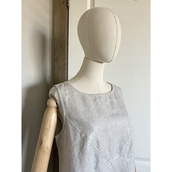 SOUTH STREET LINEN Sz 0 US Small Cream Metallic Criss Cross Shell Tank Top NWOT - Picture 4 of 16